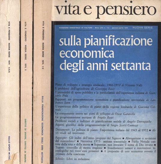 Vita e pensiero Anno 1974 n. 1 - 2, 3, 4 - 5 - 6. Rassegna bimestrale di cultura - copertina