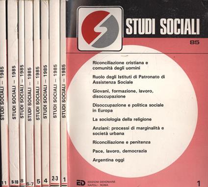 Studi sociali Anno 1985 n. 1, 2. 3, 4, 5, 6. 7, 8, 9. 10, 11 - copertina