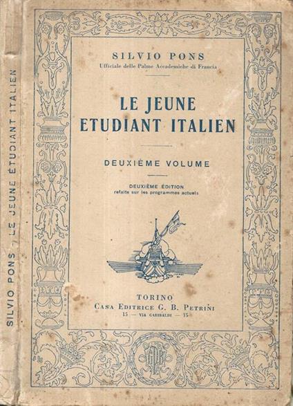 Le jeune étudiant italien Vol XII - Silvio Pons - copertina