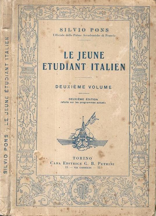 Le jeune étudiant italien Vol XII - Silvio Pons - copertina