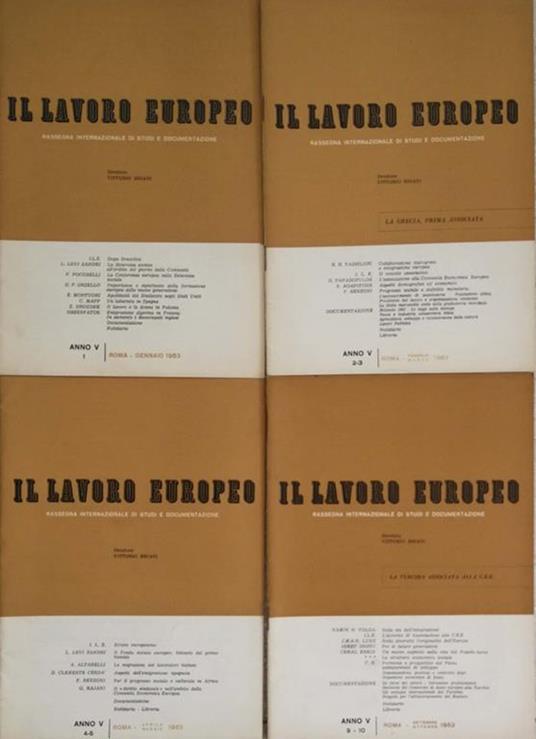 Il lavoro europeo Anno V-N° 1 2-3 4-5 9-10. Rassegna internazionale di studi e documentazione - Vittorio Briani - copertina