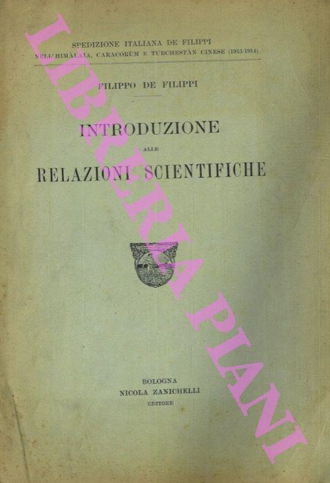 Introduzione alle relazioni scientifiche. Spedizione italiana De Filippi nell'Himalaia, Caracorum e Turchestan cinese (1913-1914) - Filippo De Filippi - copertina