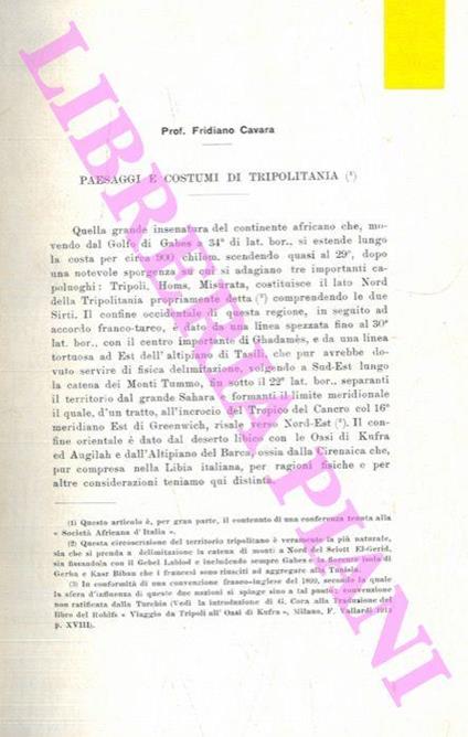 Paesaggi e costumi di Triplitania - Fridiano Cavara - copertina