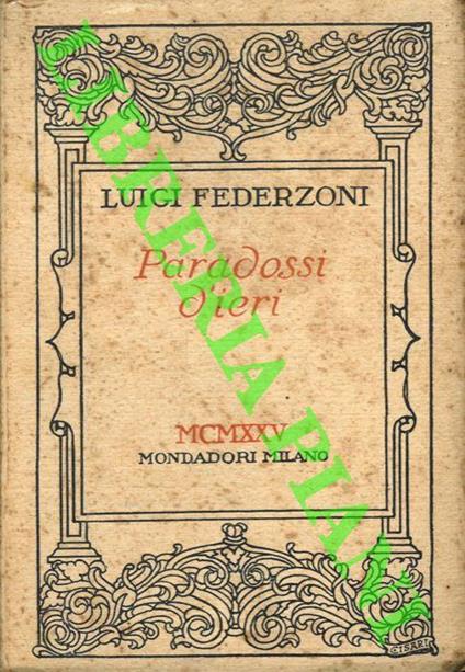 Paradossi d'ieri - Luigi Federzoni - copertina