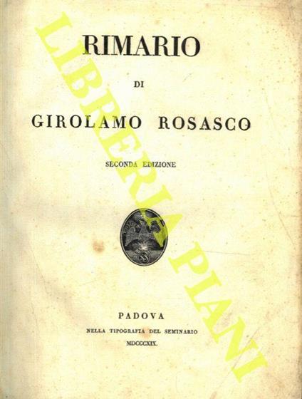 Rimario. Seconda edizione - Girolamo Rosasco - copertina