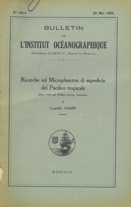 Ricerche sul microplancton di superficie del Pacifico tropicale - Leopoldo Rampi - copertina