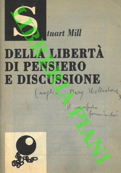 Della libertà di pensiero e discussione - John Stuart Mill - copertina