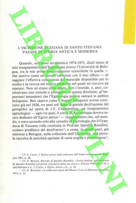 L' iscrizione egiziana di Santo Stefano: pagine di storia antica e moderna - Sergio Pernigotti - copertina