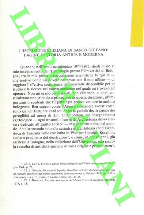L' iscrizione egiziana di Santo Stefano: pagine di storia antica e moderna