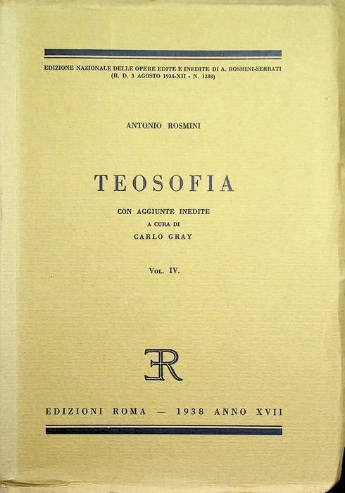Teosofia: volume IV - Antonio Rosmini - copertina
