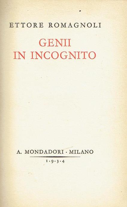 Genii in incognito - Ettore Romagnoli - copertina