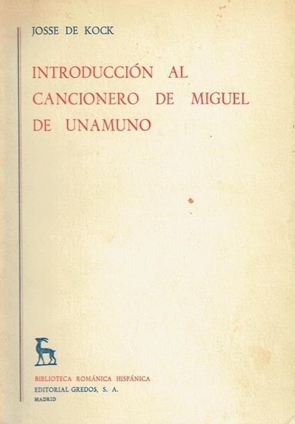 Introducción al Cancionero de Miguel de Unamuno - copertina
