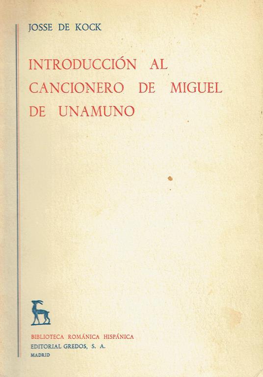 Introducción al Cancionero de Miguel de Unamuno - copertina