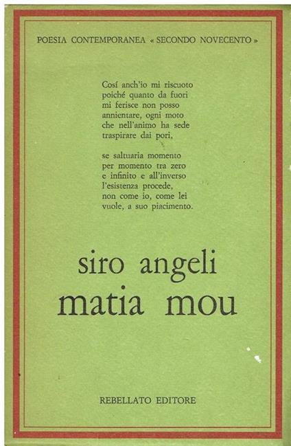 Matia mou - Siro Angeli - copertina