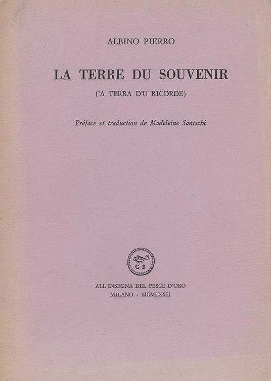 La terre du souvenir - Albino Pierro - copertina