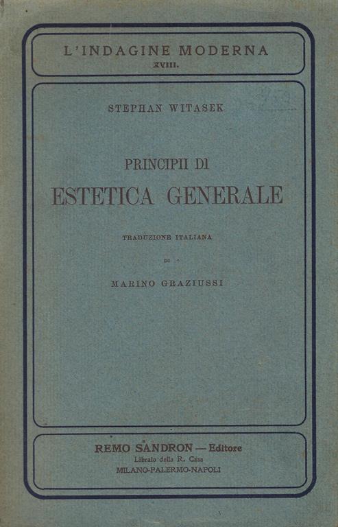 Principii di estetica generale - Stephan Witasek - copertina