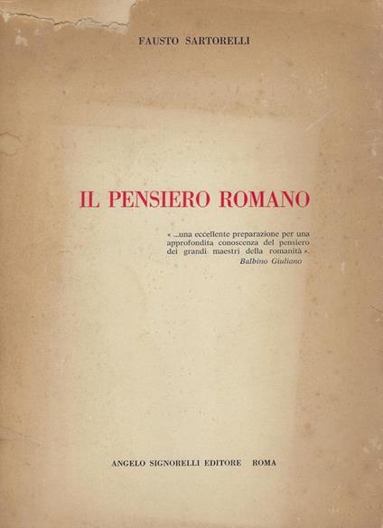Il pensiero romano - Fausto Sartorelli - copertina