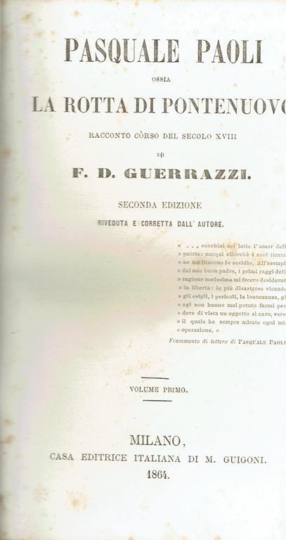 Pasquale Paoli, ossia La rotta di Pontenuovo : racconto corso del secolo 18 - copertina