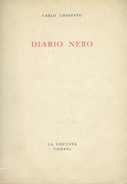 Diario nero - Carlo Chiovato - copertina
