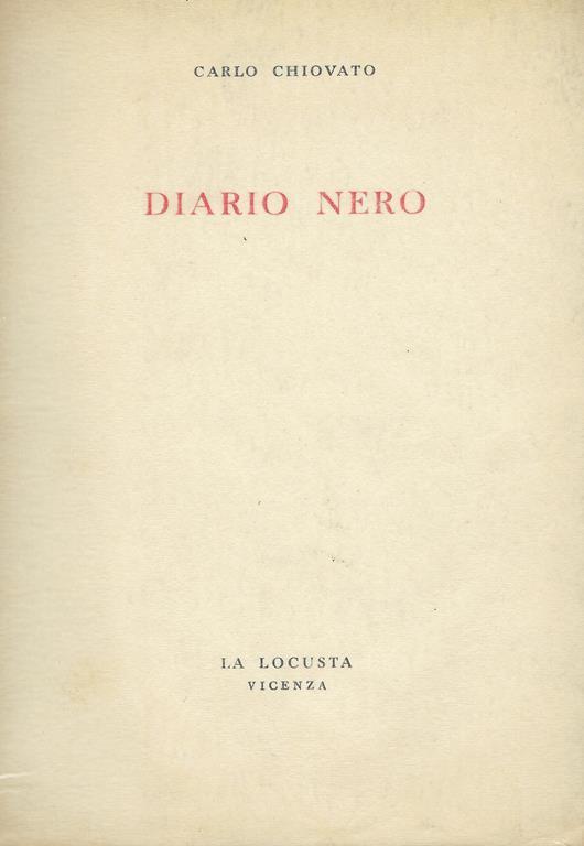 Diario nero - Carlo Chiovato - copertina