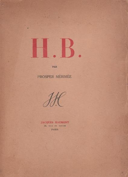 H. B - Prosper Mérimée - copertina