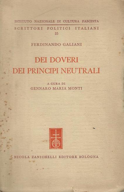 Dei doveri dei principi neutrali - Ferdinando Galiani - copertina