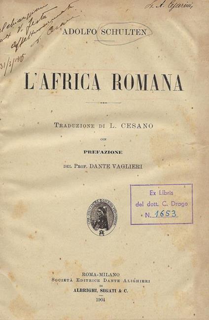 L' Africa romana - Adolfo Schulten - copertina