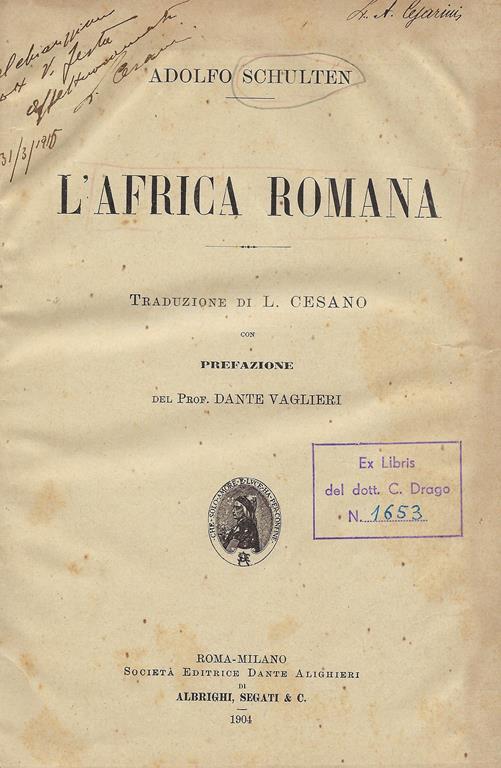 L' Africa romana - Adolfo Schulten - copertina