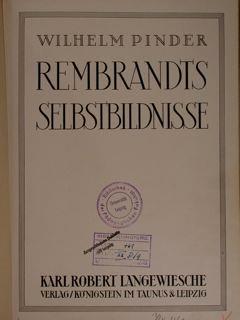 Rembrandts selbstbildnisse - Wilhelm Pinder - copertina