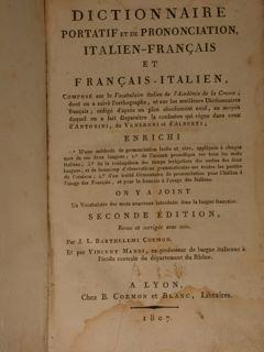 Dizionario-Dictiuonnaire italiano-francese / francese italiano - Barthelemy Cormon - copertina