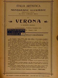 Italia artistica, Monografie illustrate XLV, RICCI C. (direz. di). VERONA - Giuseppe Biadego - copertina