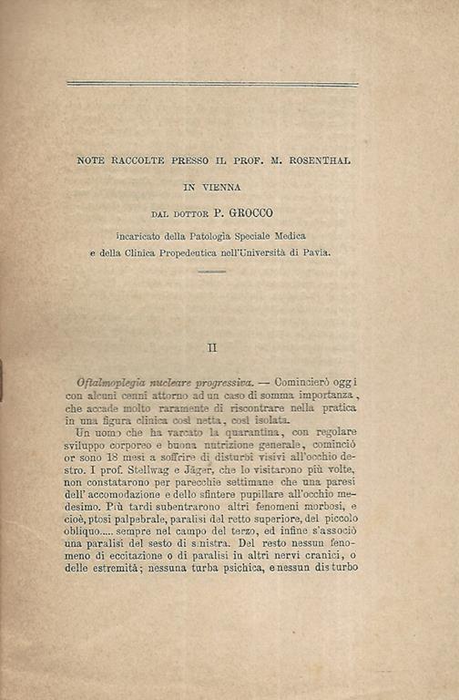 Note raccolte presso il Prof. M. Rosenthal in Vienna dal Dottor P. Grocco - copertina