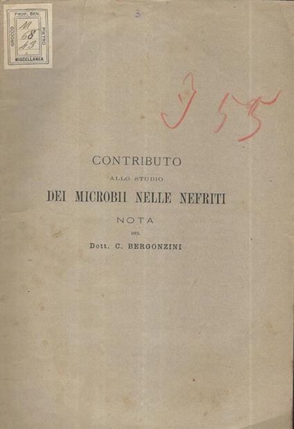 Contributo allo studio dei microbi nelle nefriti - copertina