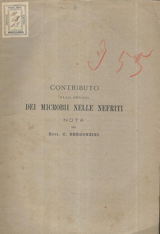 Contributo allo studio dei microbi nelle nefriti - copertina