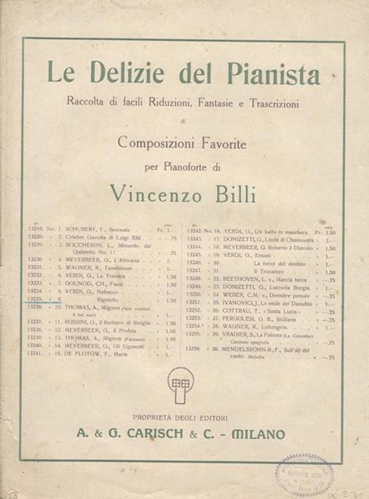 Le delizie del Pianista - Vincenzo Billi - copertina