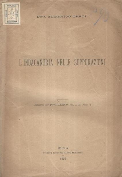 L' indacanuria nelle suppurazioni - copertina