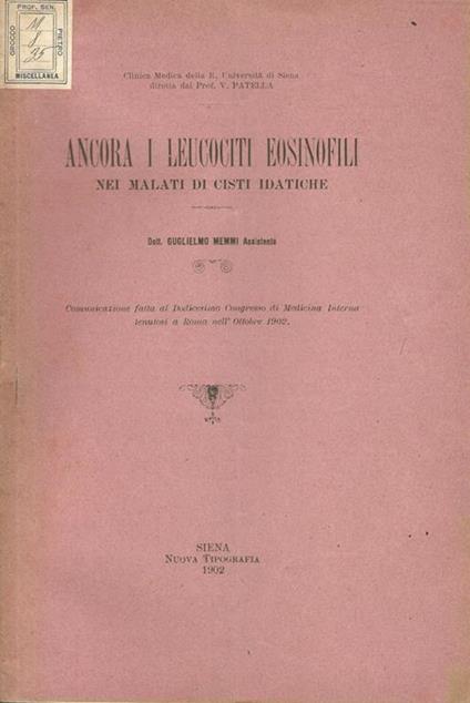 Ancora i leucociti eosinofili nei malati di cisti idatiche - copertina