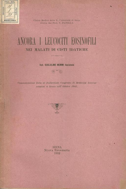 Ancora i leucociti eosinofili nei malati di cisti idatiche - copertina