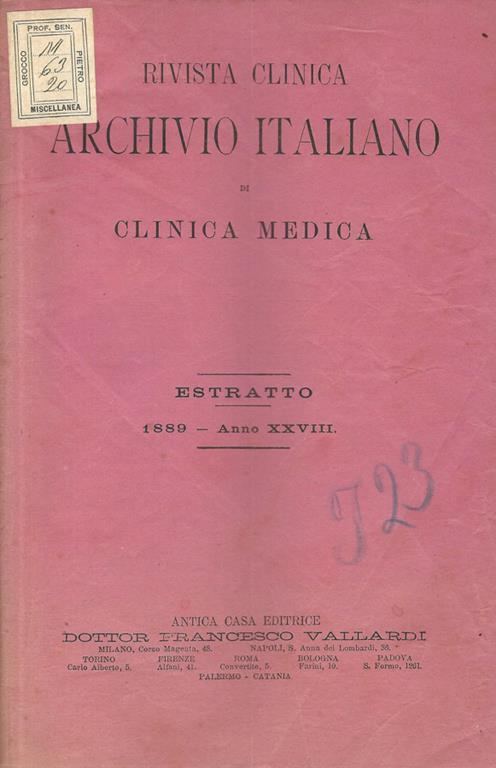 Contributo allo studio delle nefriti. Nota - Giuseppe Bassi - copertina