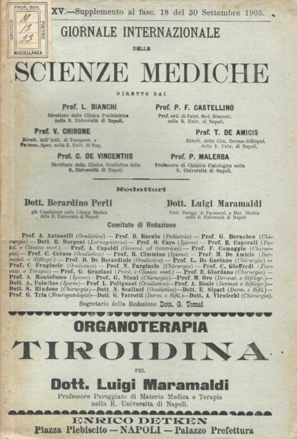 Organoterapia tiroidina - Luigi Maramaldi - copertina