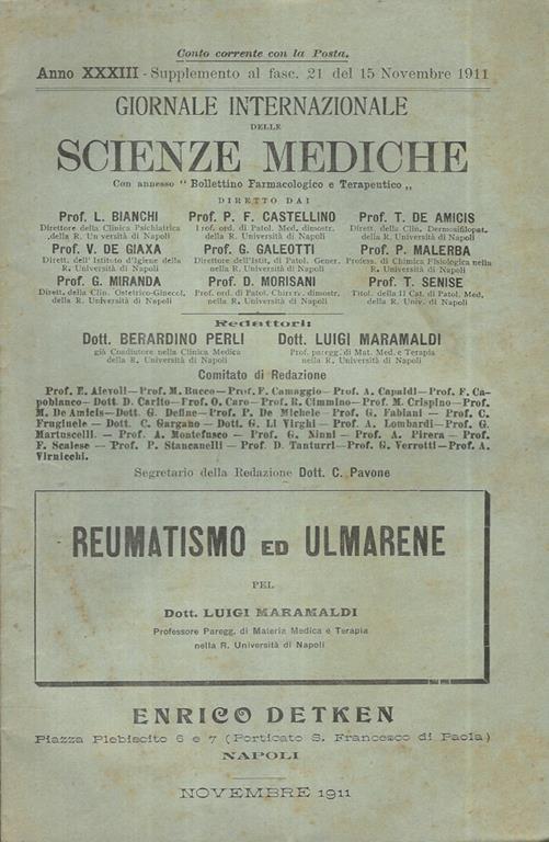 Reumatismo ed Ulmarene - Luigi Maramaldi - copertina