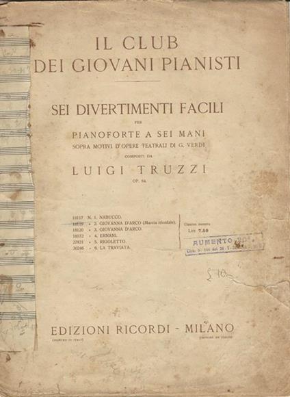 Il Club dei giovani pianisti - Luigi Truzzi - copertina