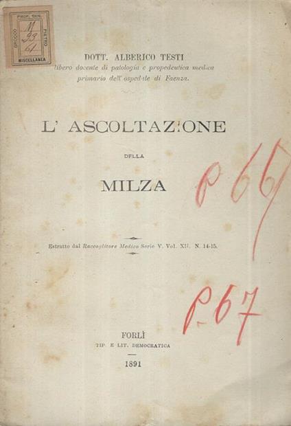 L' ascoltazione della Milza - copertina