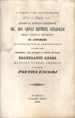 A sempre cara ricordazione del dì 18 giugno 1843 quando il novello Sacerdote Sig. Don Giovan Battista Sanleolini...