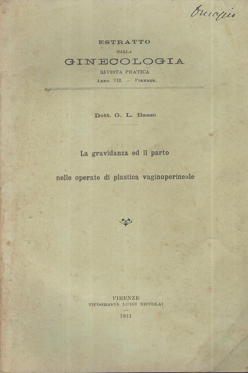 La gravidanza ed il parto nelle operate di plastica veginoperineale - copertina