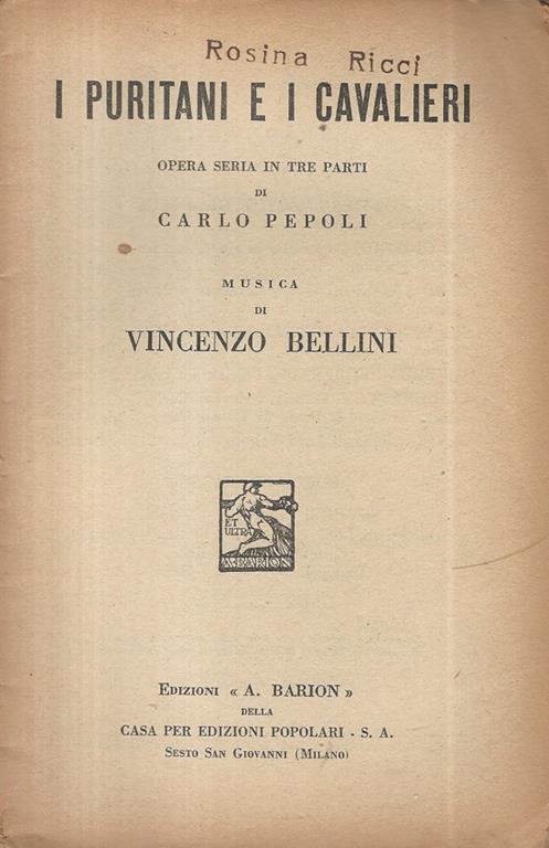 I puritani e i cavalieri - Vincenzo Bellini - copertina