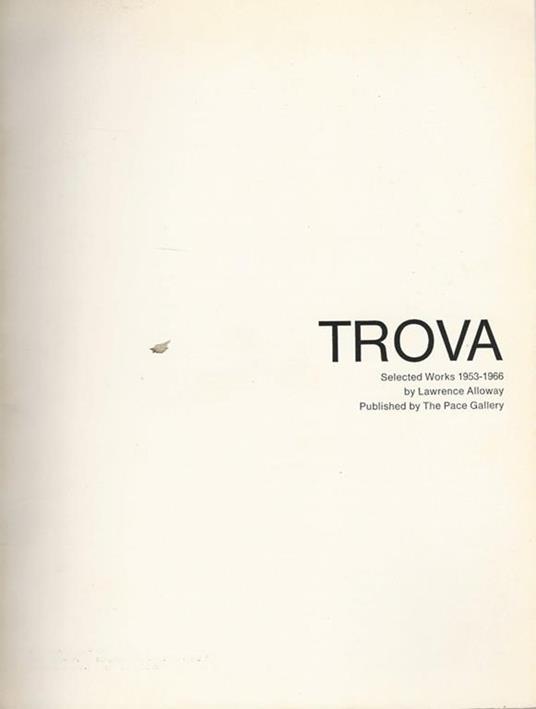 Trova. Selected works 1953-1966 by Lawrence Alloway - Lawrence Alloway - copertina