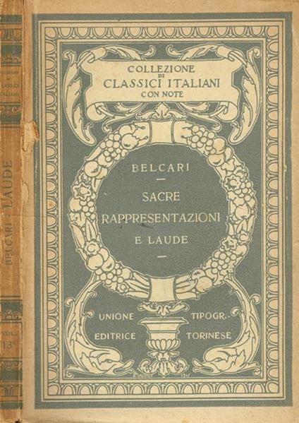 Sacre rappresentazioni e laude - Feo Belcari - copertina