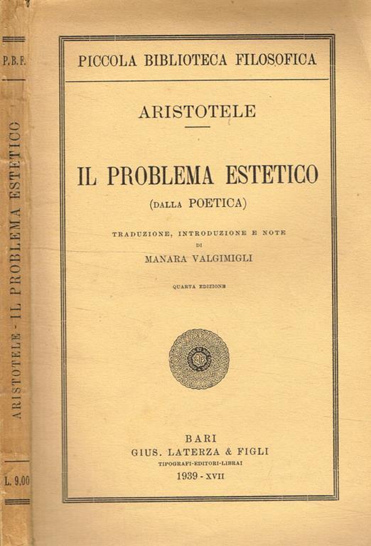 Il problema estetico (dalla Poetica) - Aristotele - copertina
