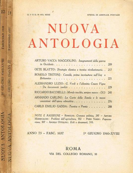 Nuova antologia anno 75 fasc.1637, 1638 - Luigi Federzoni - copertina
